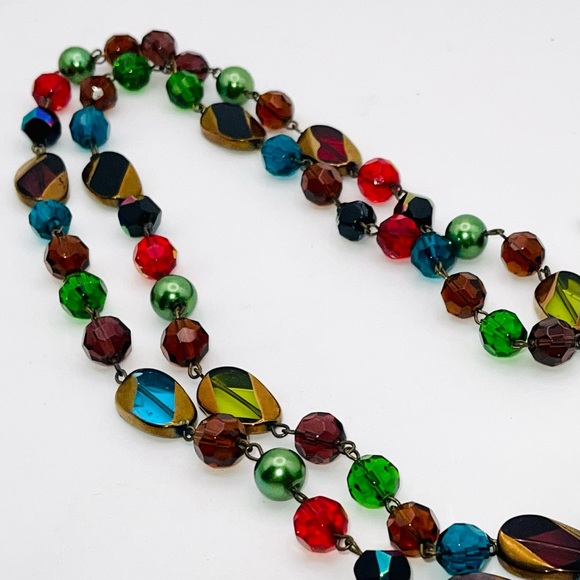 Gorgeous Vintage Long Strand Glass Beads in Vibrant Jewel Tone Colors - Picture 4 of 16